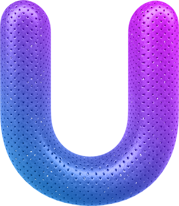 3d letter font  U  gradient